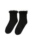 Blackheart Black Ruffle Ankle Socks, , alternate