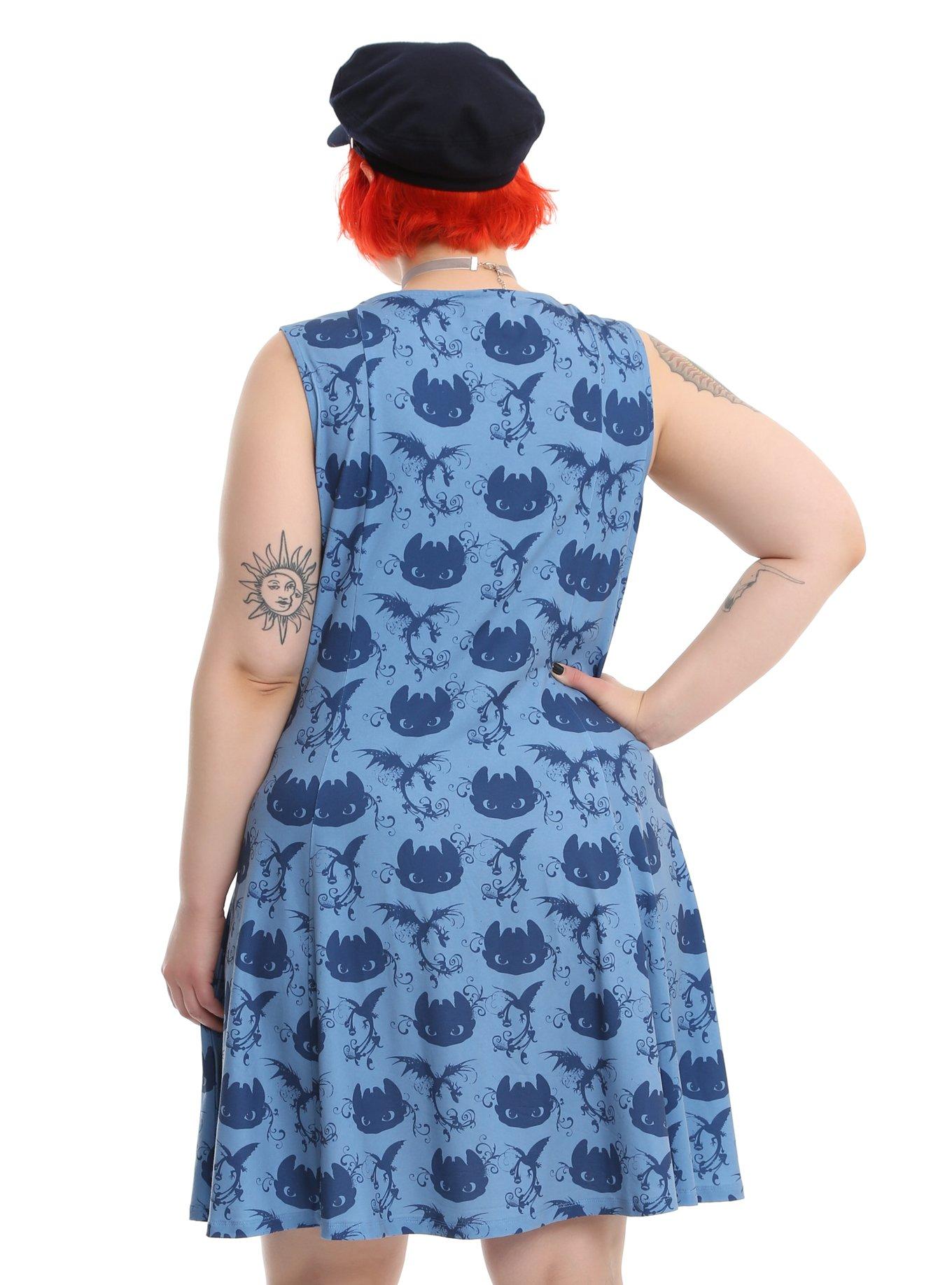 How To Train Your Dragon Toothless Print Dress Plus Size, , alternate