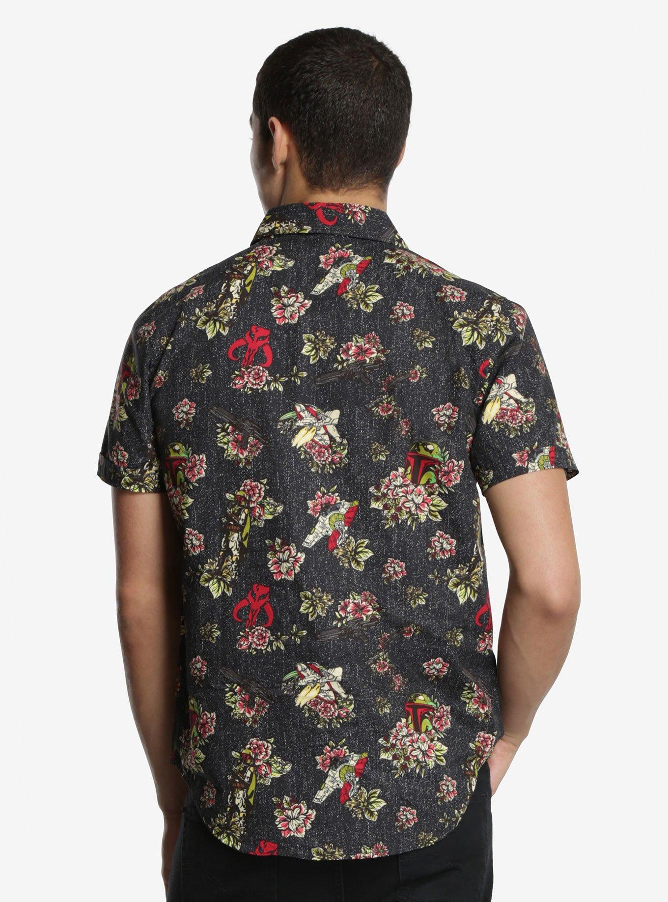 Star Wars Boba Fett Floral Woven Button-Up, , alternate