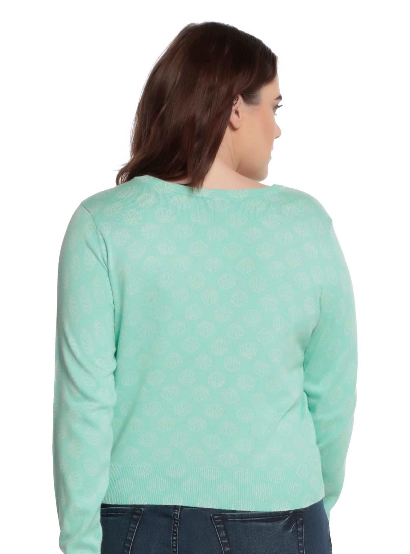 Disney The Little Mermaid Mint Shell Girls Cardigan Plus Size, , alternate