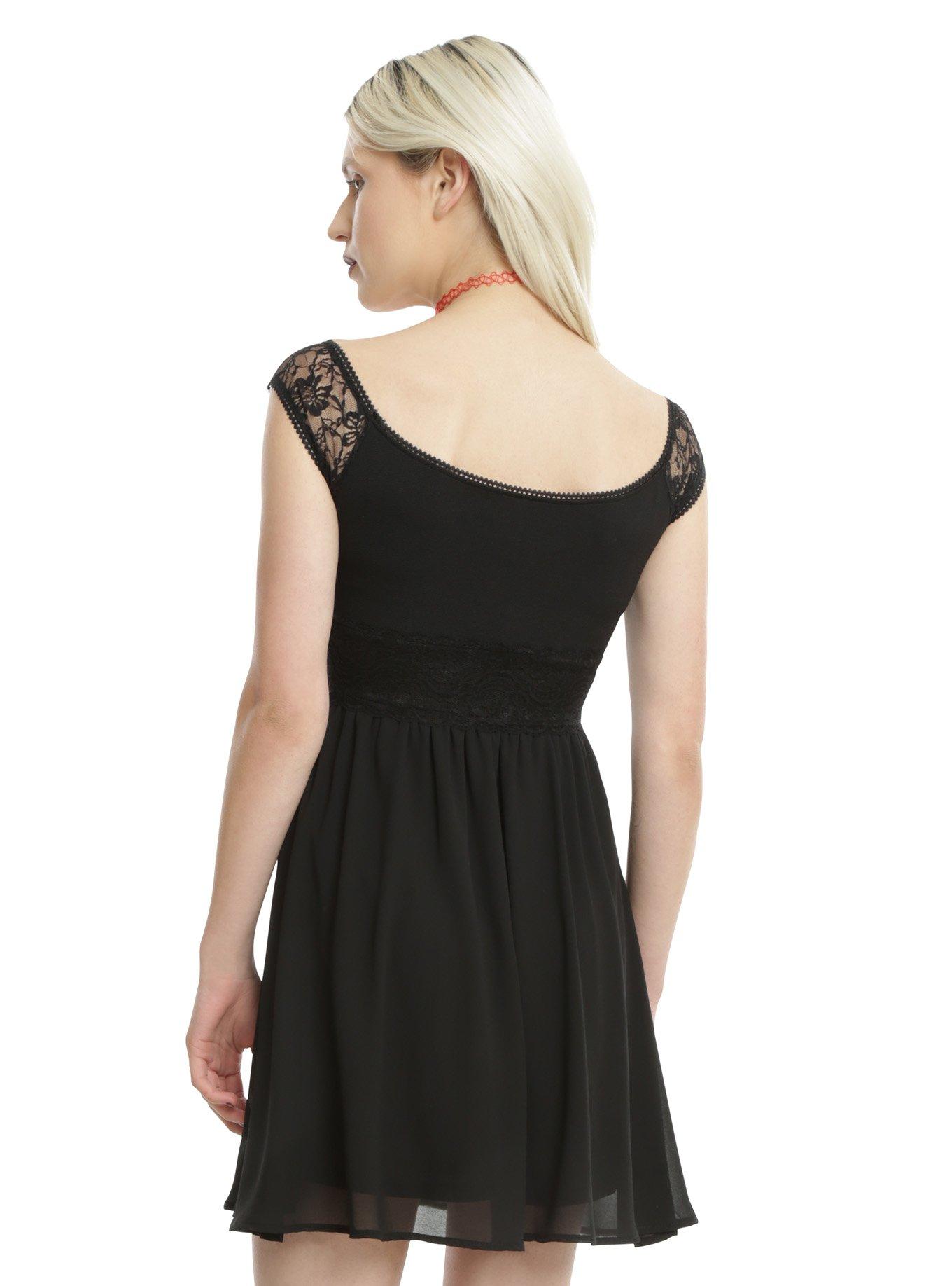 Black Lace Off-The-Shoulder Dress, , alternate