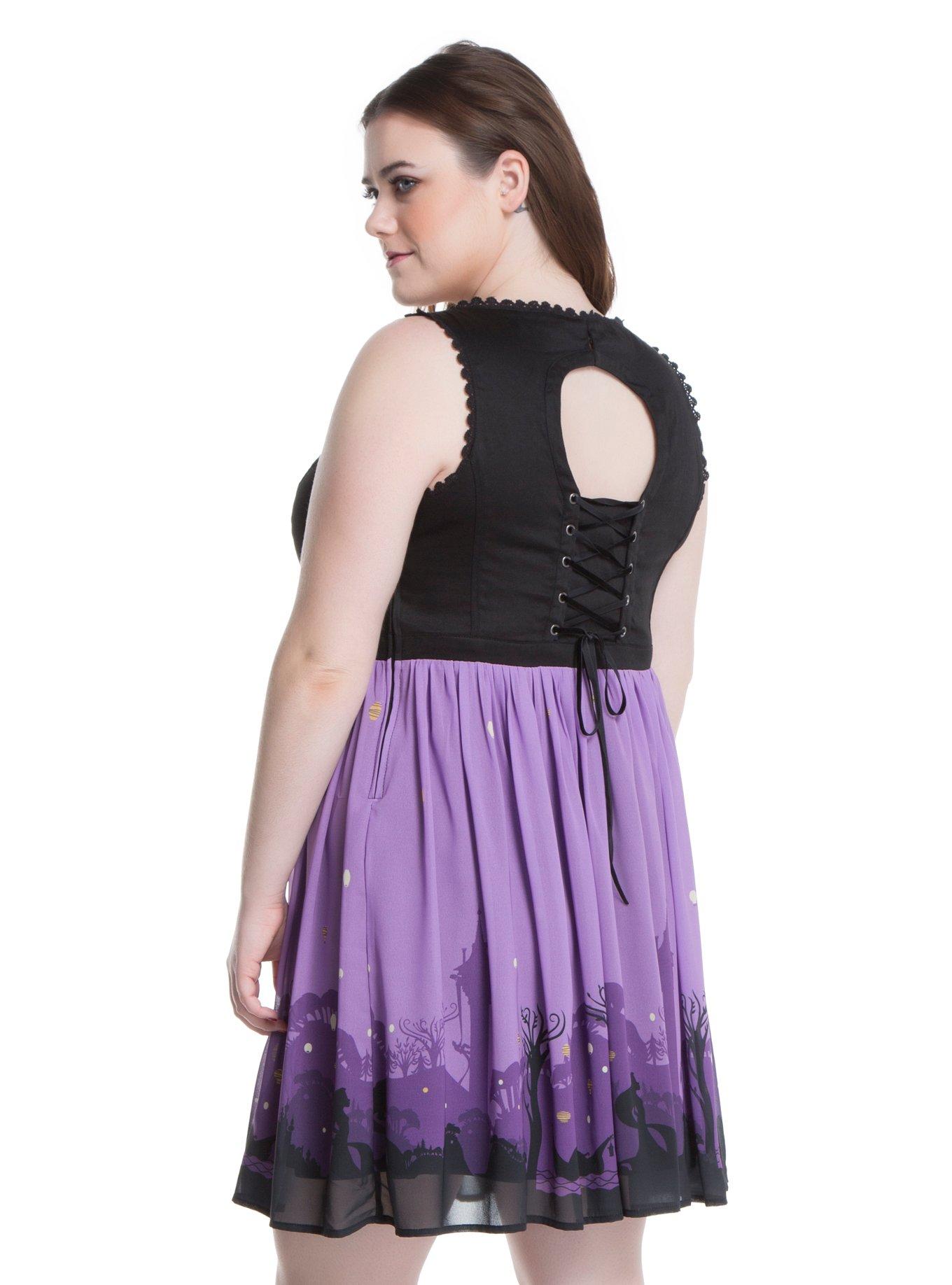 Disney Tangled Silhouette Print Dress Plus Size, , alternate