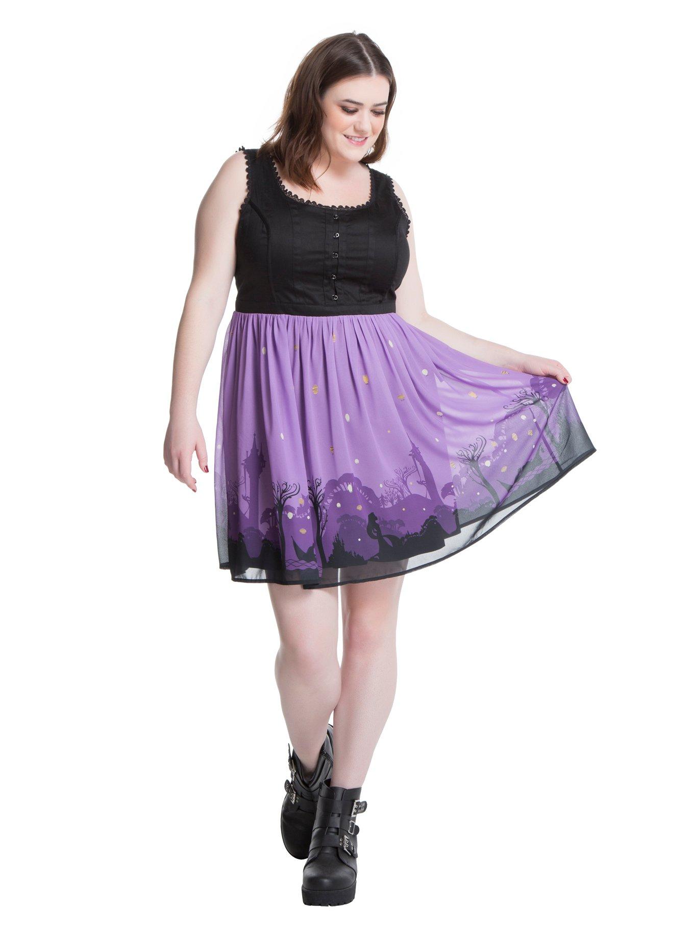 Disney Tangled Silhouette Print Dress Plus Size, , alternate