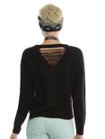 Don't Know Don't Care Destructed Girls Crop Sweater, BLACK, alternate