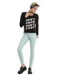 Don't Know Don't Care Destructed Girls Crop Sweater, BLACK, alternate