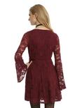 Burgundy Lace Bell Sleeve Dress, , alternate