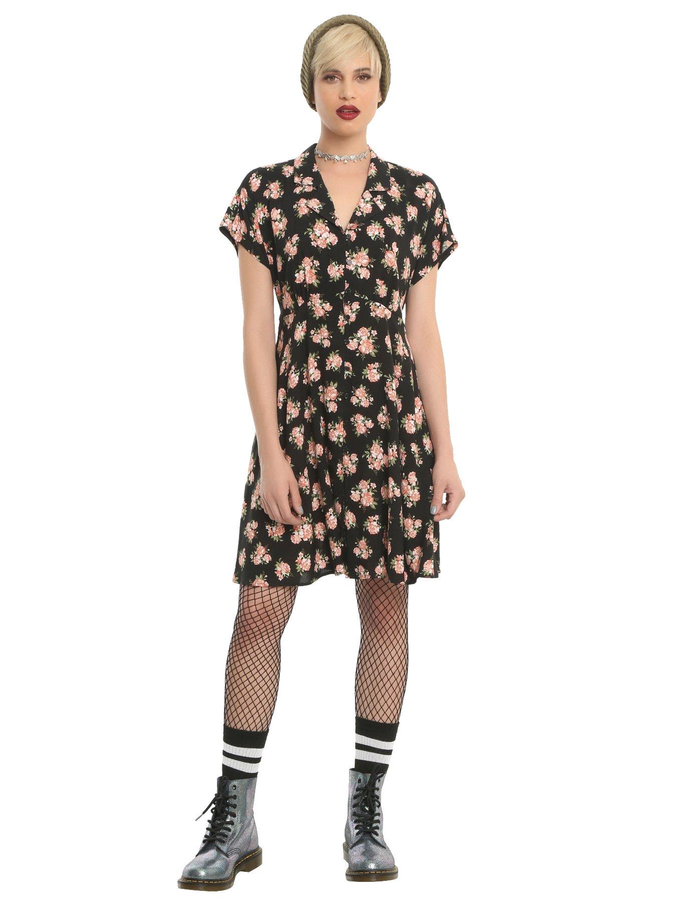 Floral Button-Up Dress, , alternate
