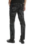 BlacX Black Painted Wash Moto Knee Jeans, , alternate