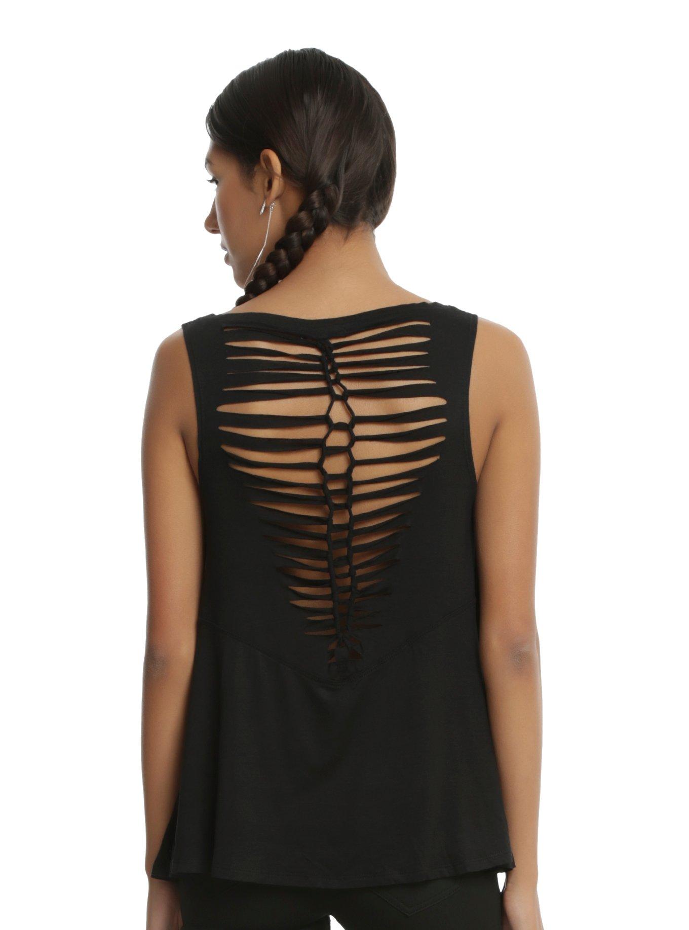 Pastel Skull Deconstructed Girls Tank Top, , alternate