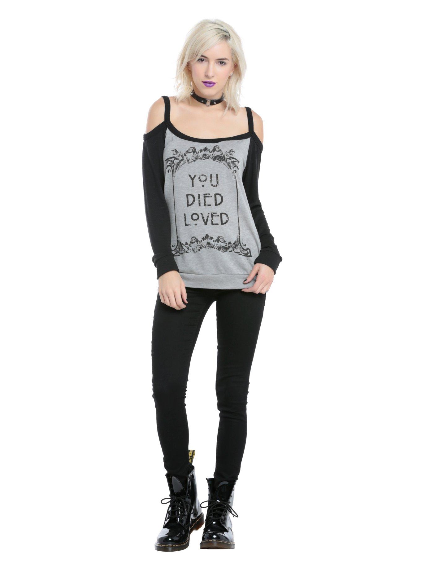 American Horror Story You Died Loved Girls Cold Shoulder Top, , alternate