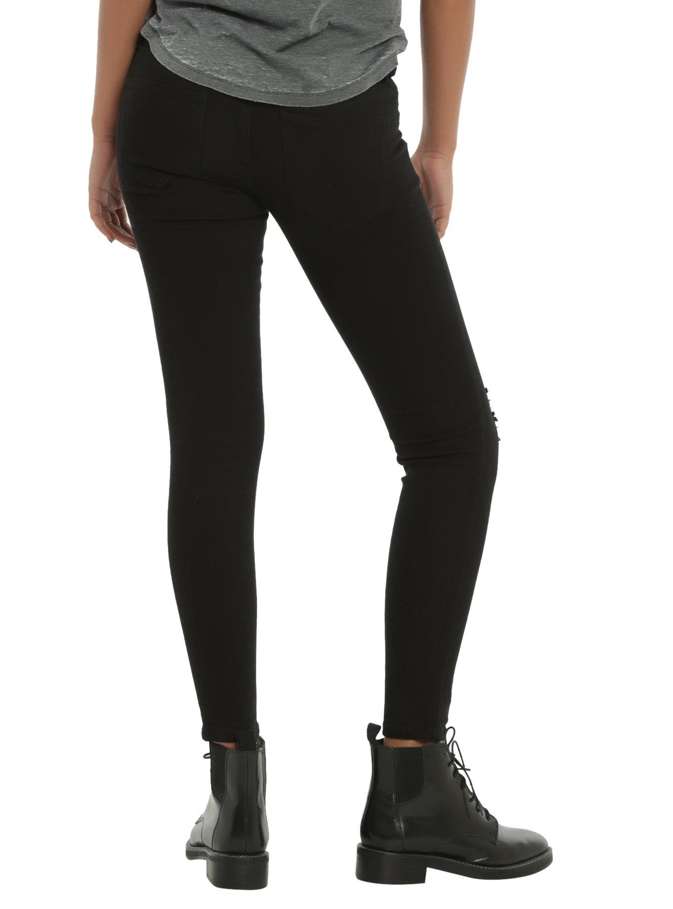 Black Deconstructed Skinny Jeans, , alternate