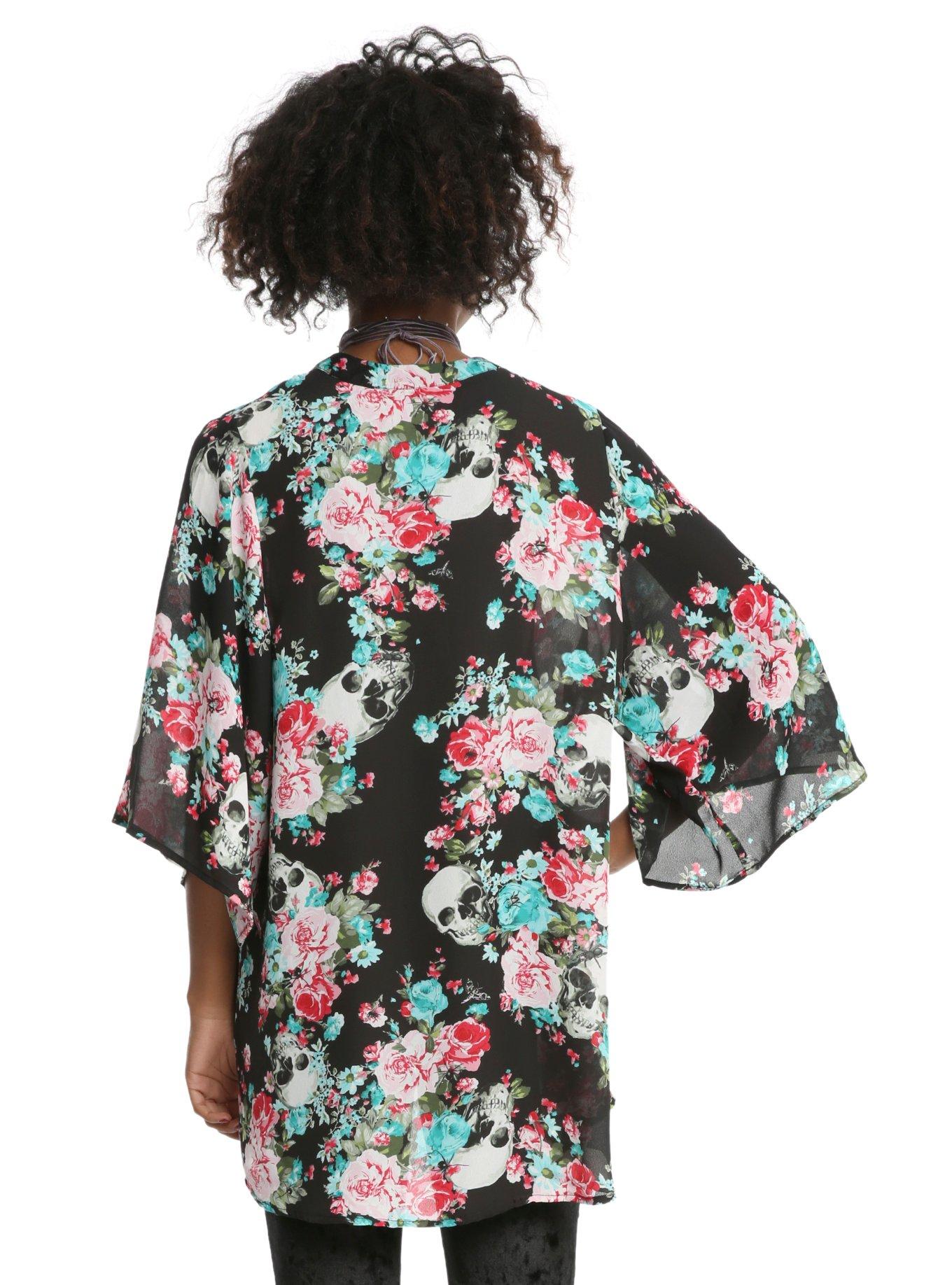 Floral Skull Kimono, , alternate
