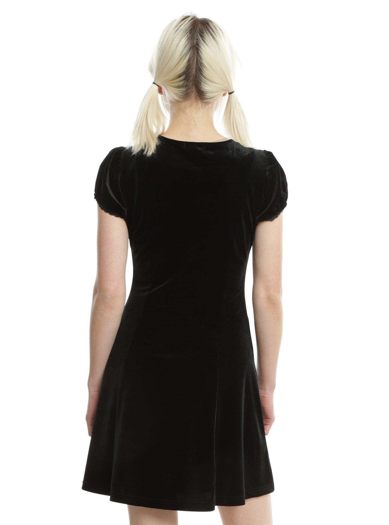 Black Velvet Swiss Dot Yoke Dress, , alternate