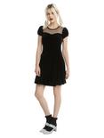Black Velvet Swiss Dot Yoke Dress, , alternate
