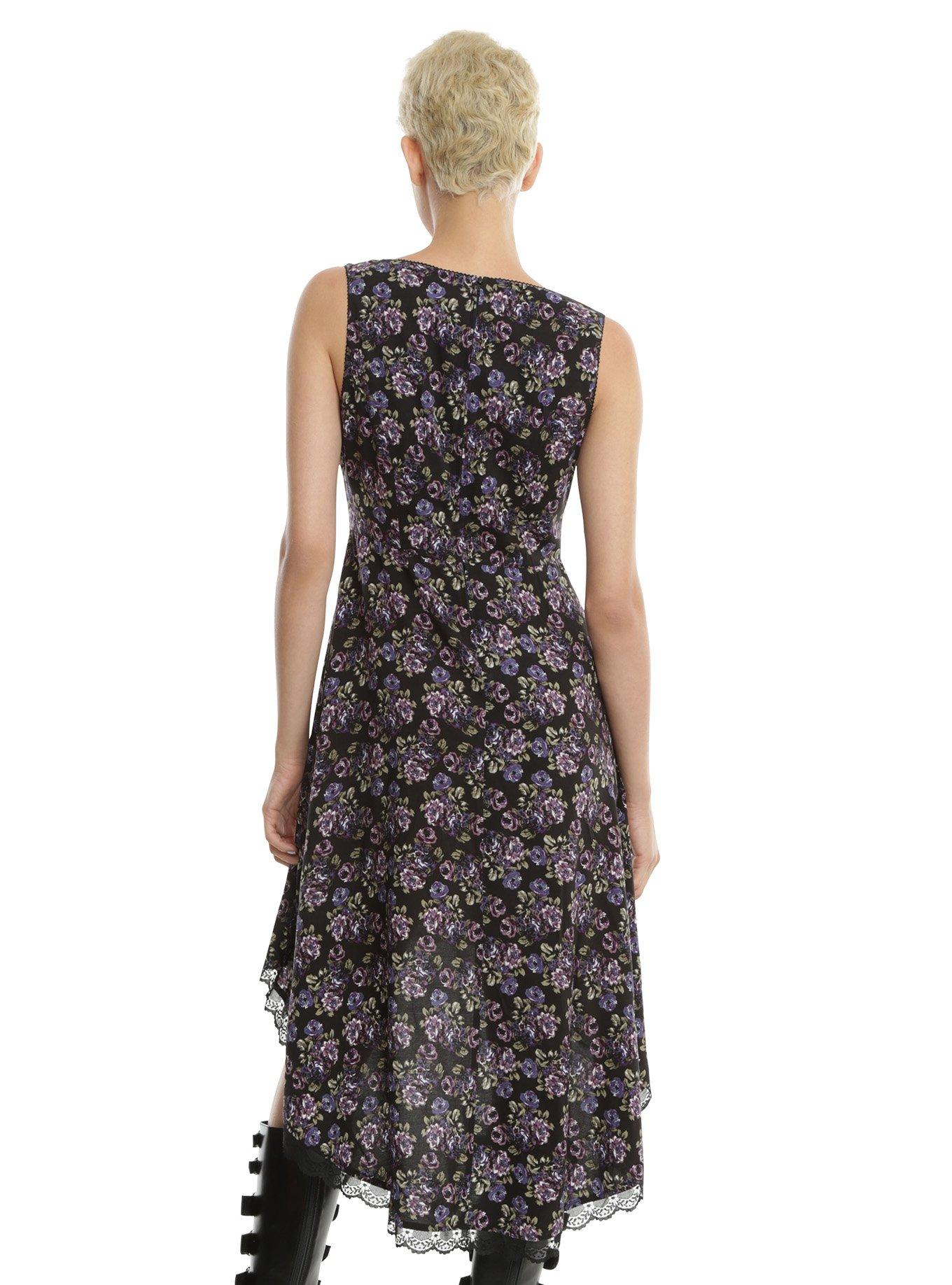 Vintage Purple Rose Hi-Low Hem Dress, , alternate