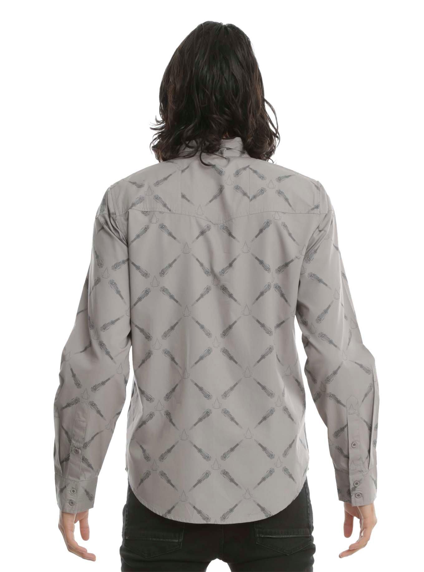 Assassin's Creed Blade Print Long-Sleeve Woven Button-Up, , alternate