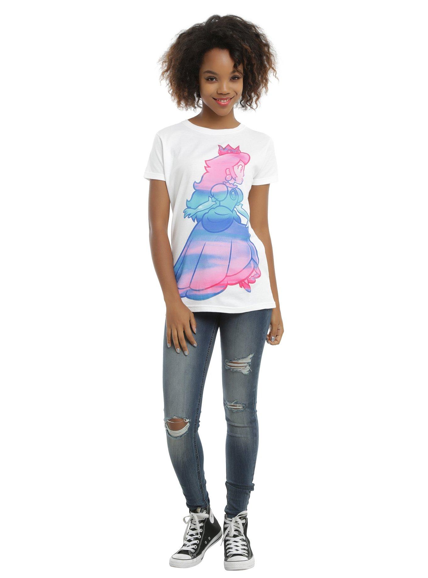 Super Mario Princess Peach Watercolor Girls T-Shirt, , alternate