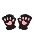 Black Animal Paw Fingerless Gloves, , alternate