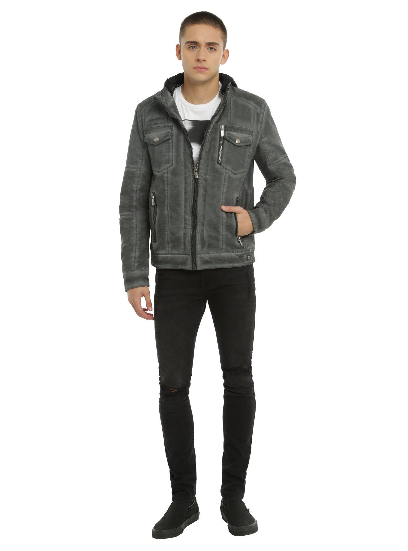 XRay Grey Wash Black Removable Hood Jacket, , alternate