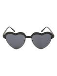 Matte Black Skull Heart Sunglasses, , alternate