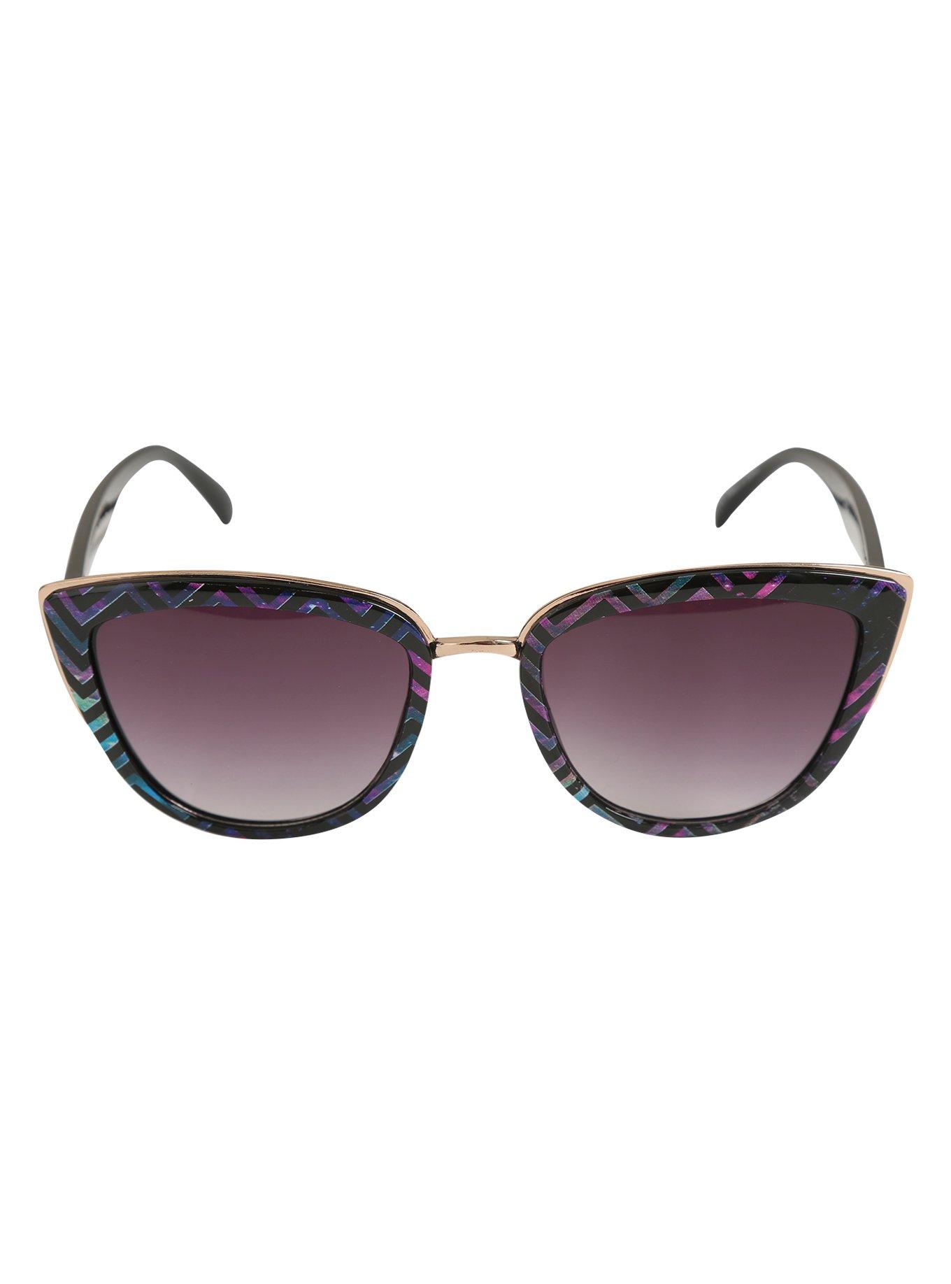 Galaxy Chevron Cat Eye Sunglasses, , alternate