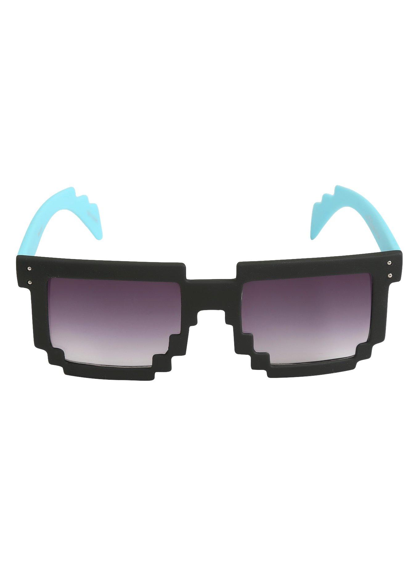 Black And Blue 8-Bit Smooth Touch Sunglasses, , alternate