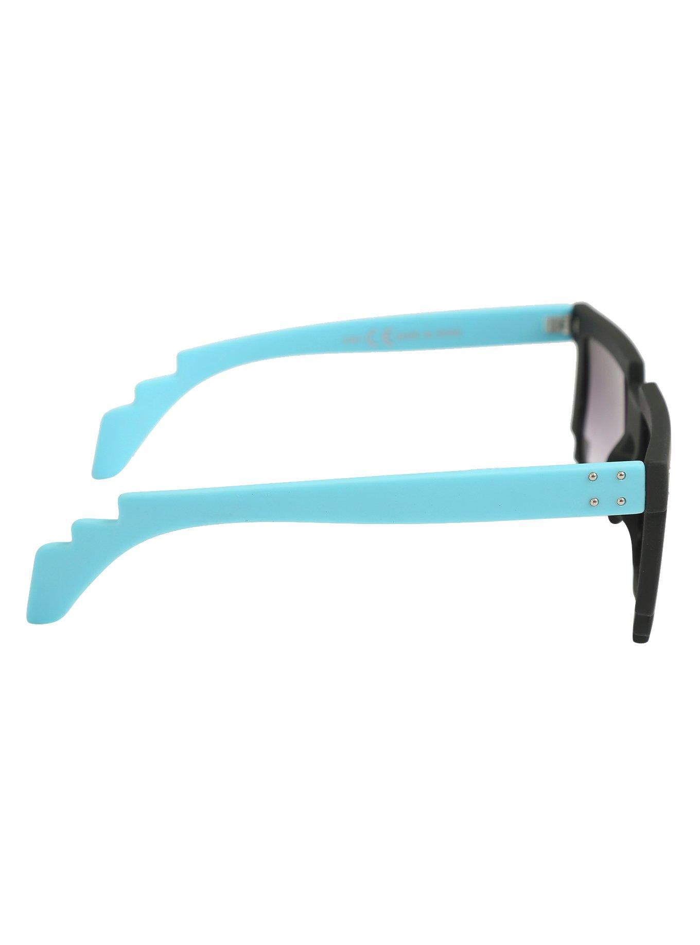 Black And Blue 8-Bit Smooth Touch Sunglasses, , alternate