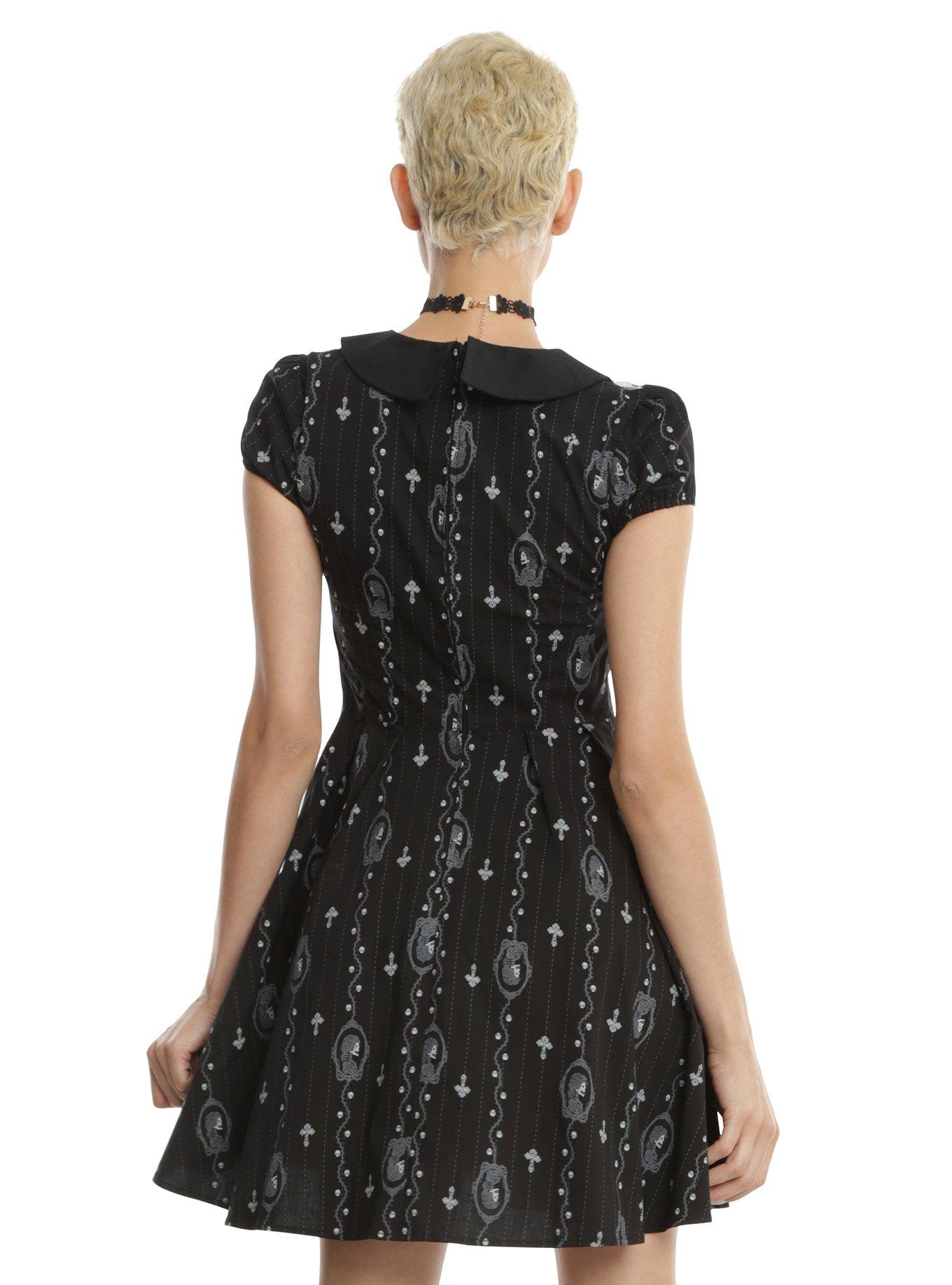 Hell Bunny Gemma Skull Cameo Collar Dress, , alternate