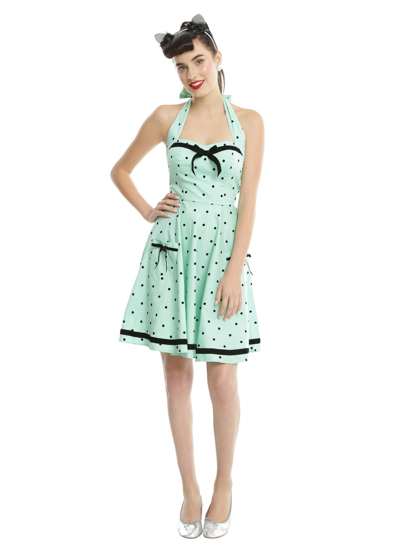 Hell Bunny Mint Jolene Mini Halter Dress, , alternate