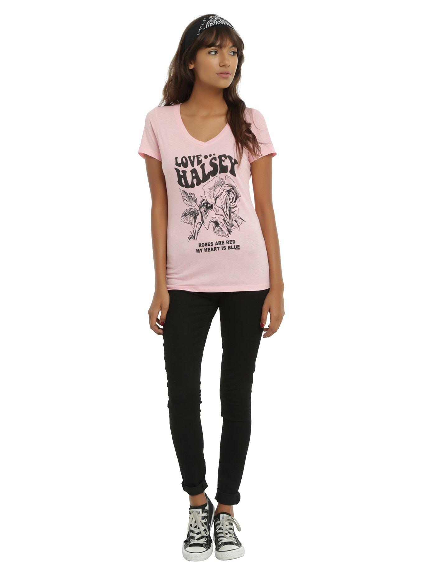 Halsey Pink Warped Rose Girls T-Shirt, , alternate