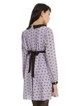 Lavender & Black Collar Bow Print Fit & Flare Dress, , alternate