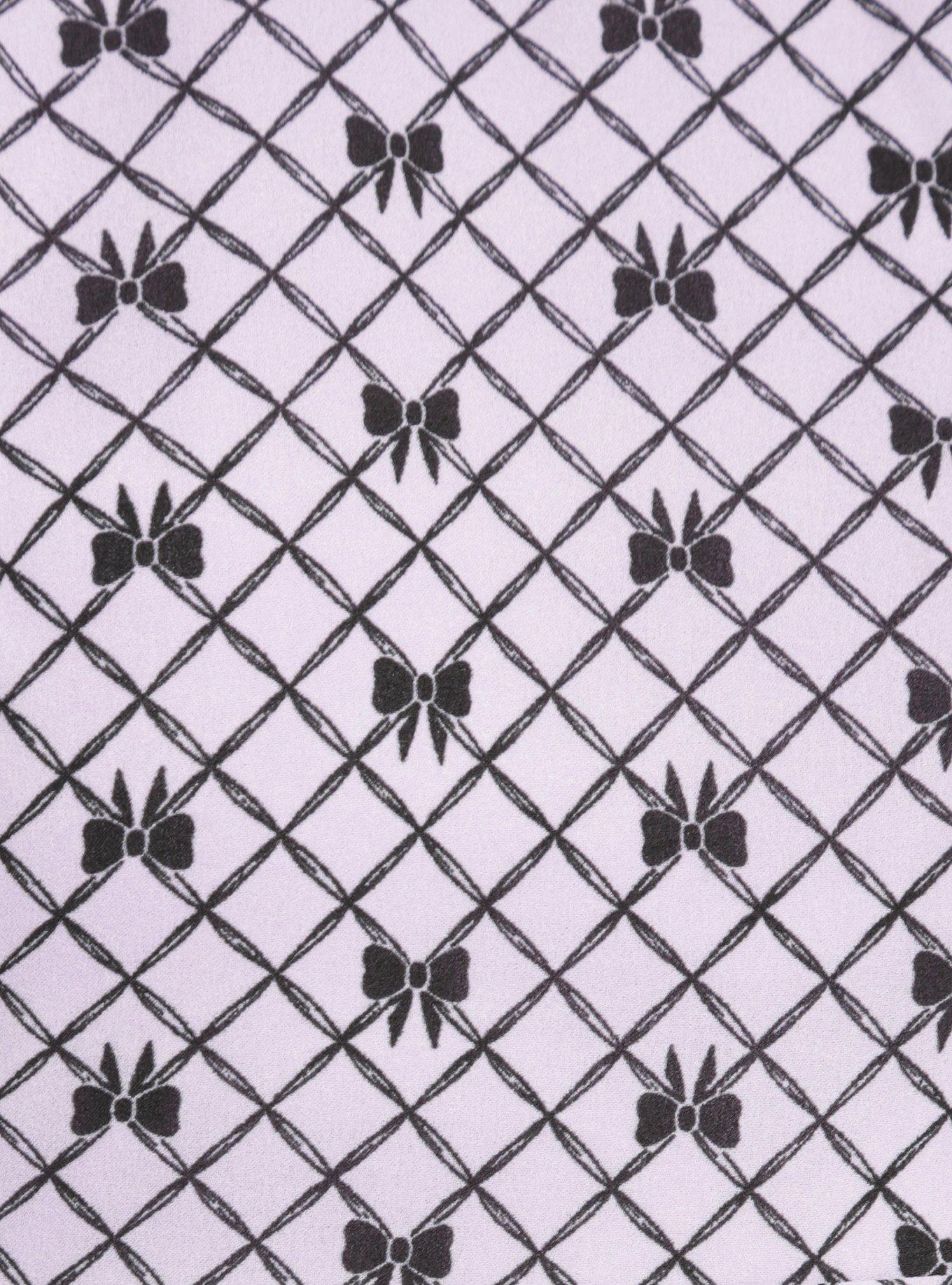 Lavender & Black Collar Bow Print Fit & Flare Dress, , alternate