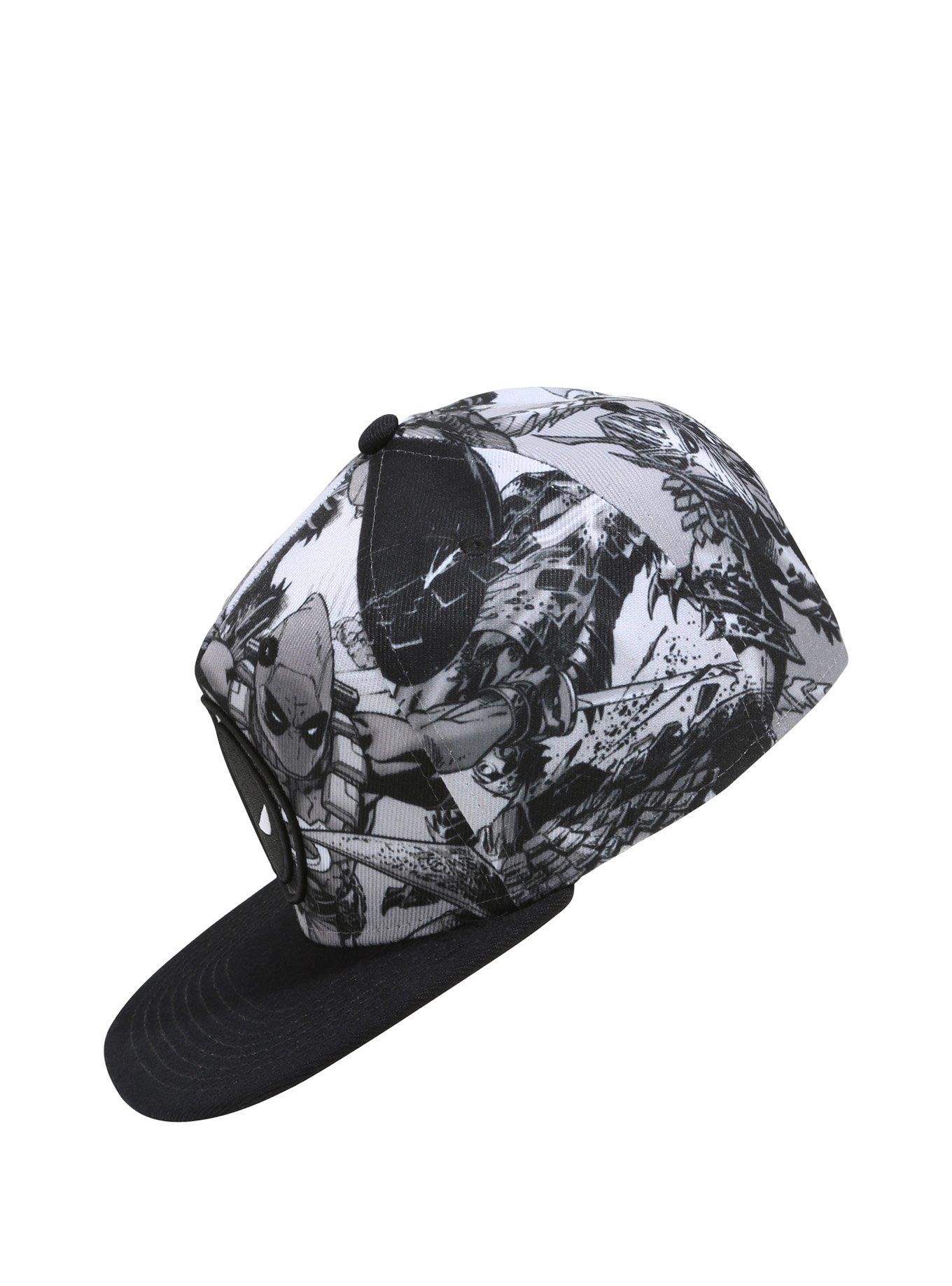 Marvel Deadpool Black & White Comic Art Snapback Hat, , alternate