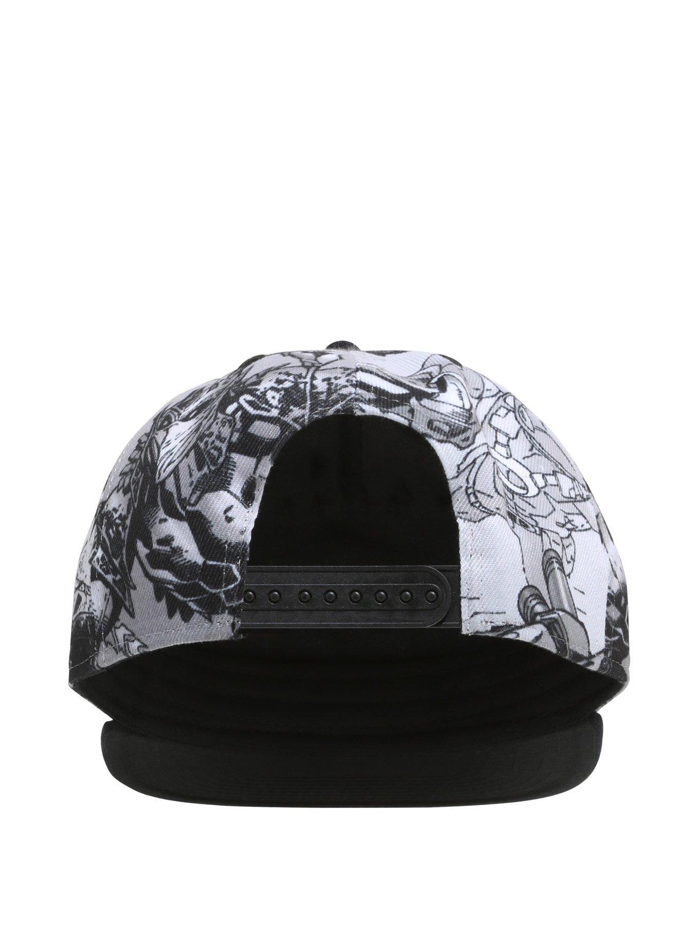 Marvel Deadpool Black & White Comic Art Snapback Hat, , alternate