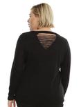 Don't Know Don't Care Destructed Girls Crop Sweater Plus Size, , alternate