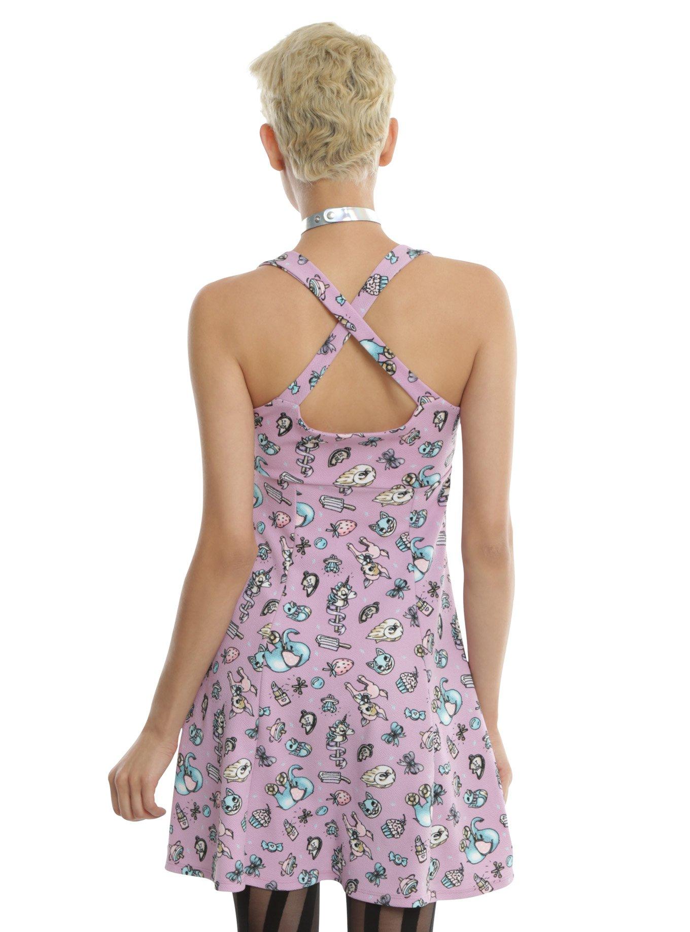 Vintage Toy Print Cross Back Dress, , alternate