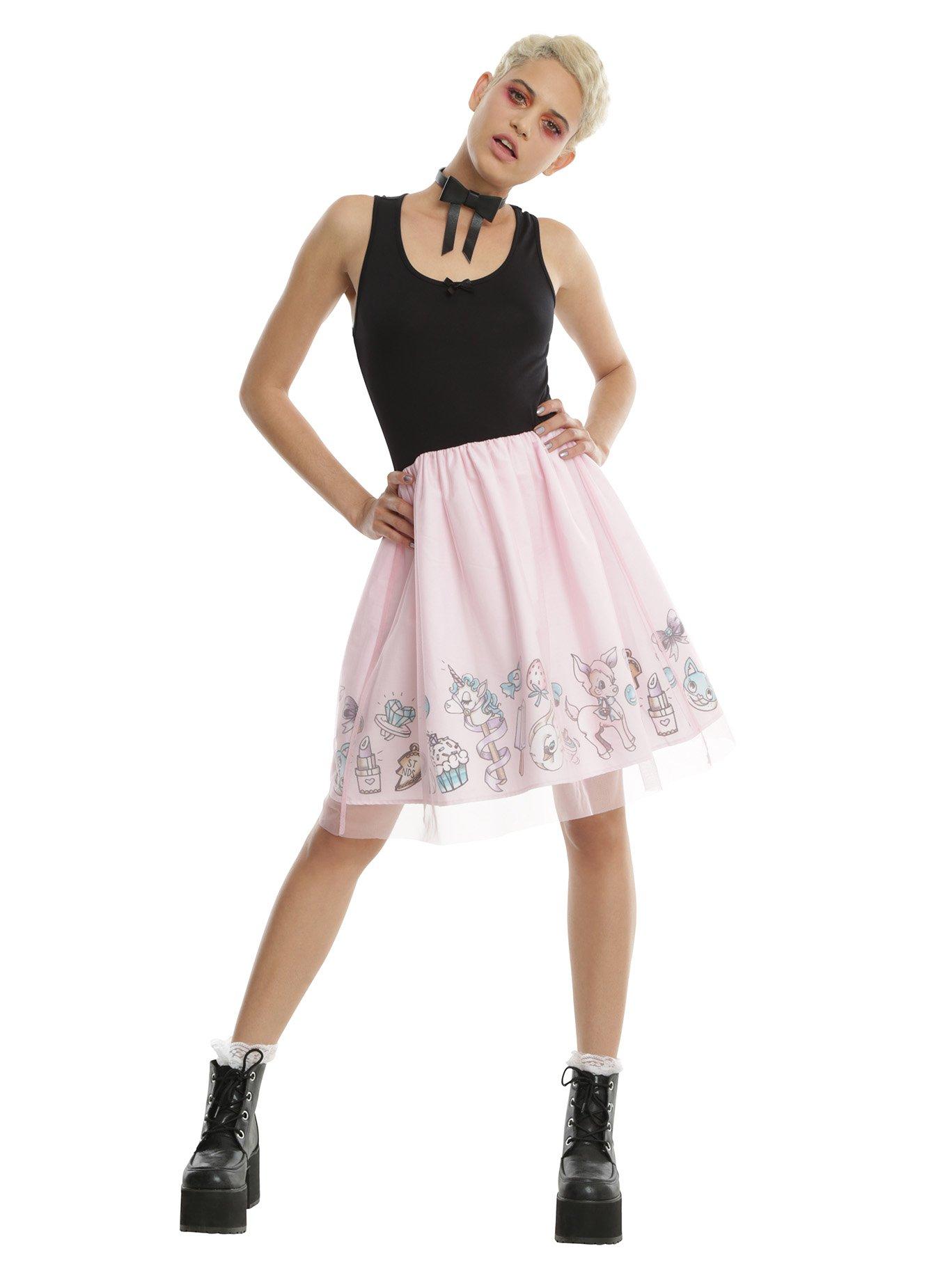 Black & Pink Tulle Party Dress, , alternate