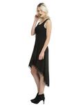 Black Lace-Up Front Hi-Low Hem Dress, , alternate
