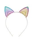 Rainbow Metal Cat Ear Headband, , alternate