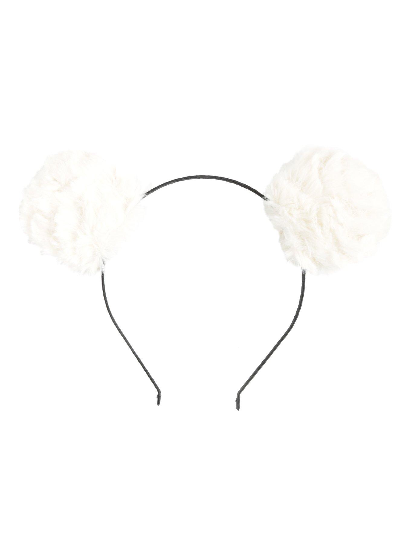 Ivory Teddy Bear Ear Headband, , alternate