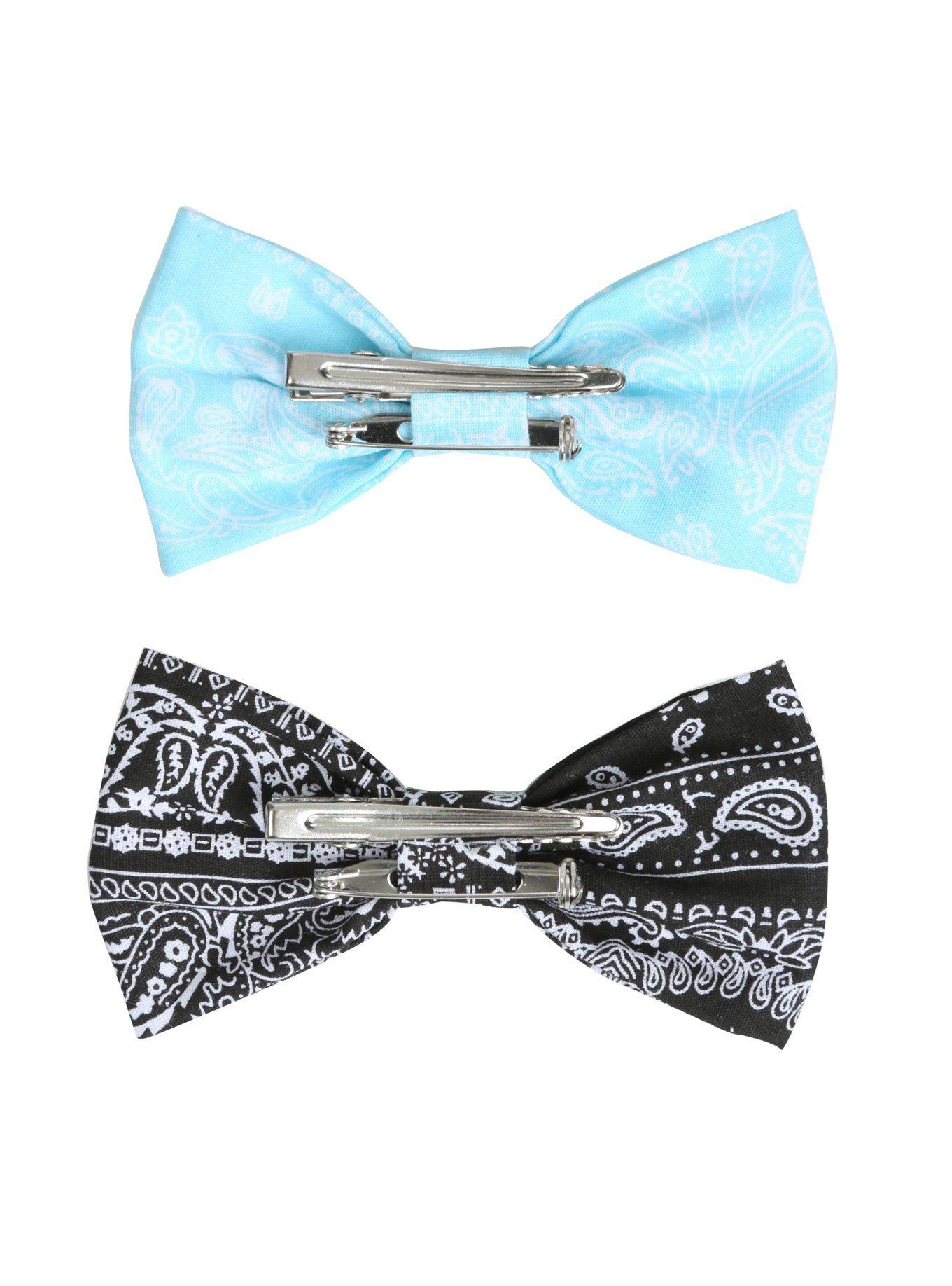 Teal & Black Bandana Hair Bow Set, , alternate