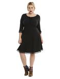Black Lace-Up Trim Dress Plus Size, , alternate