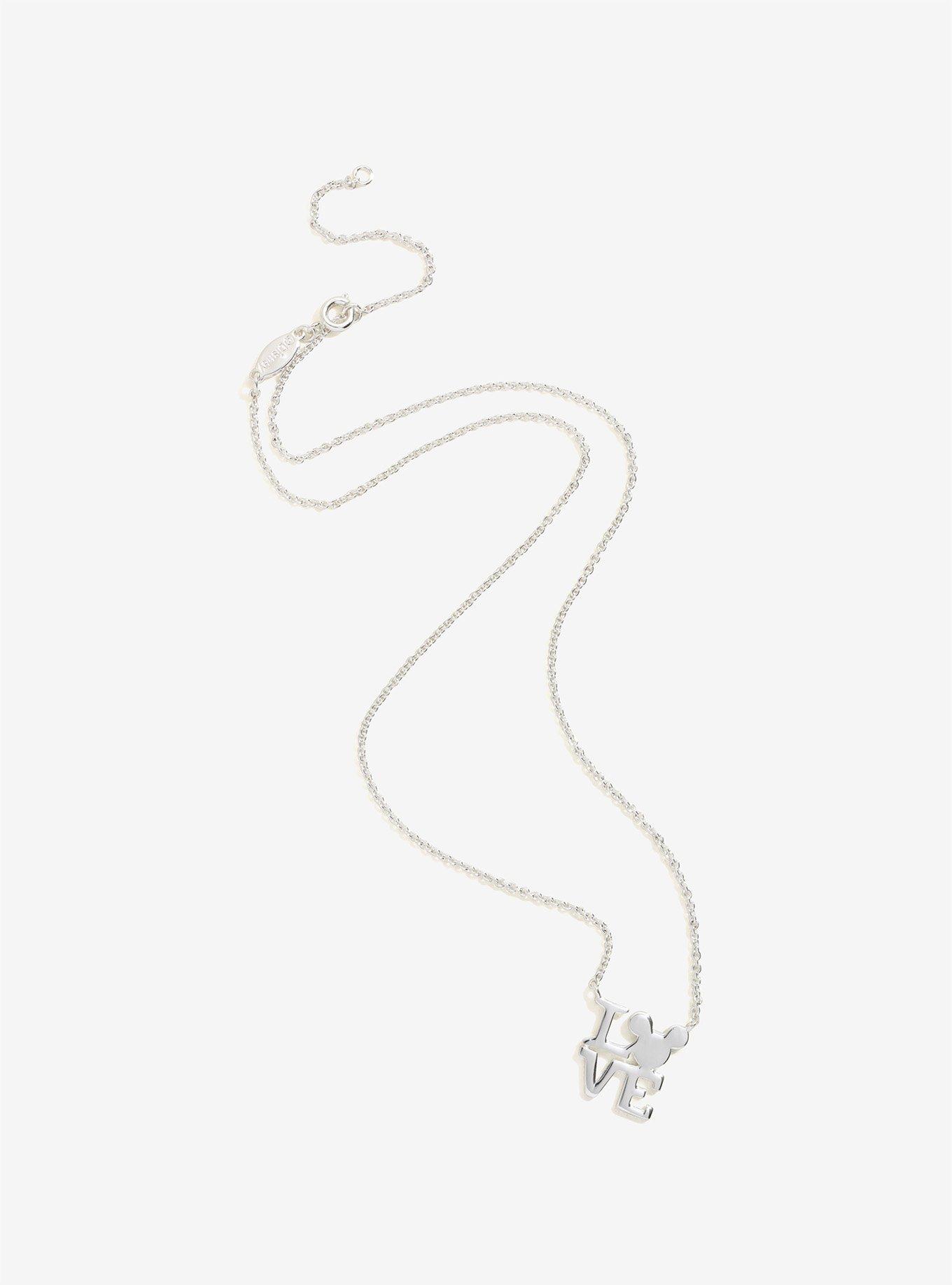 Disney Mickey Mouse Love Silver Necklace, , alternate