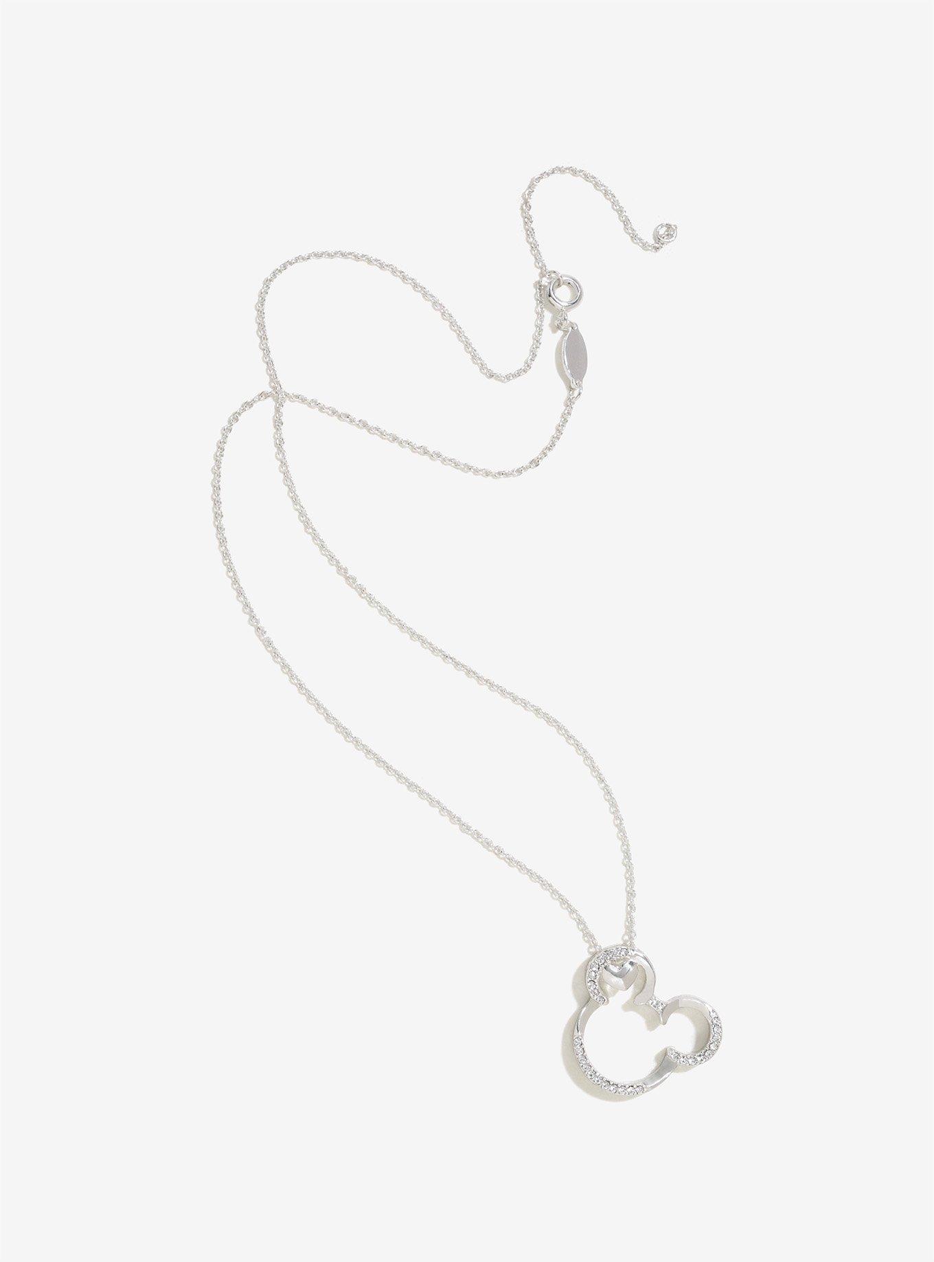 Disney Mickey Mouse Crystal Heart Sterling Silver Necklace, , alternate