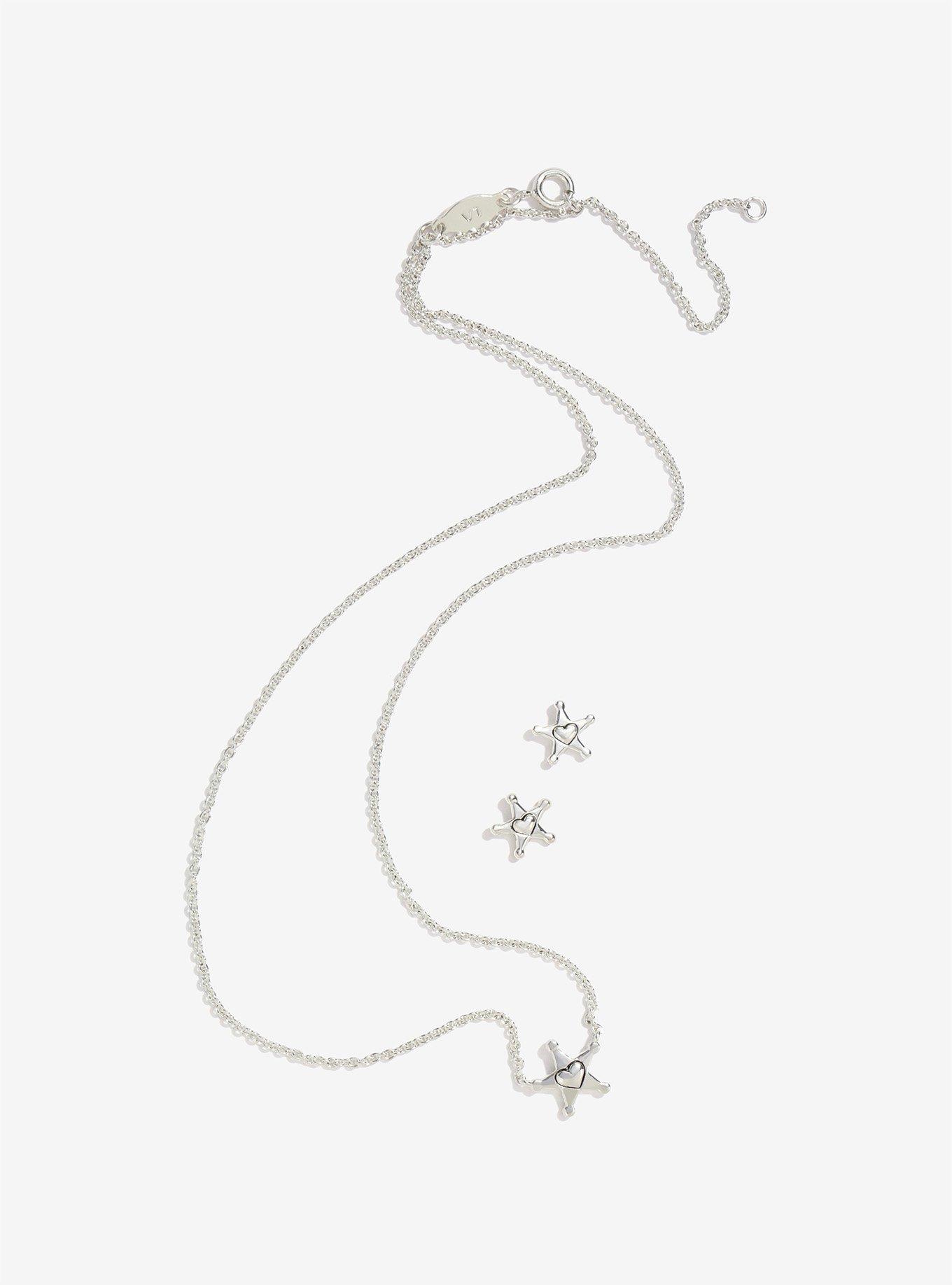 Disney Pixar Toy Story Sheriff Badge Necklace And Earring Set, , alternate