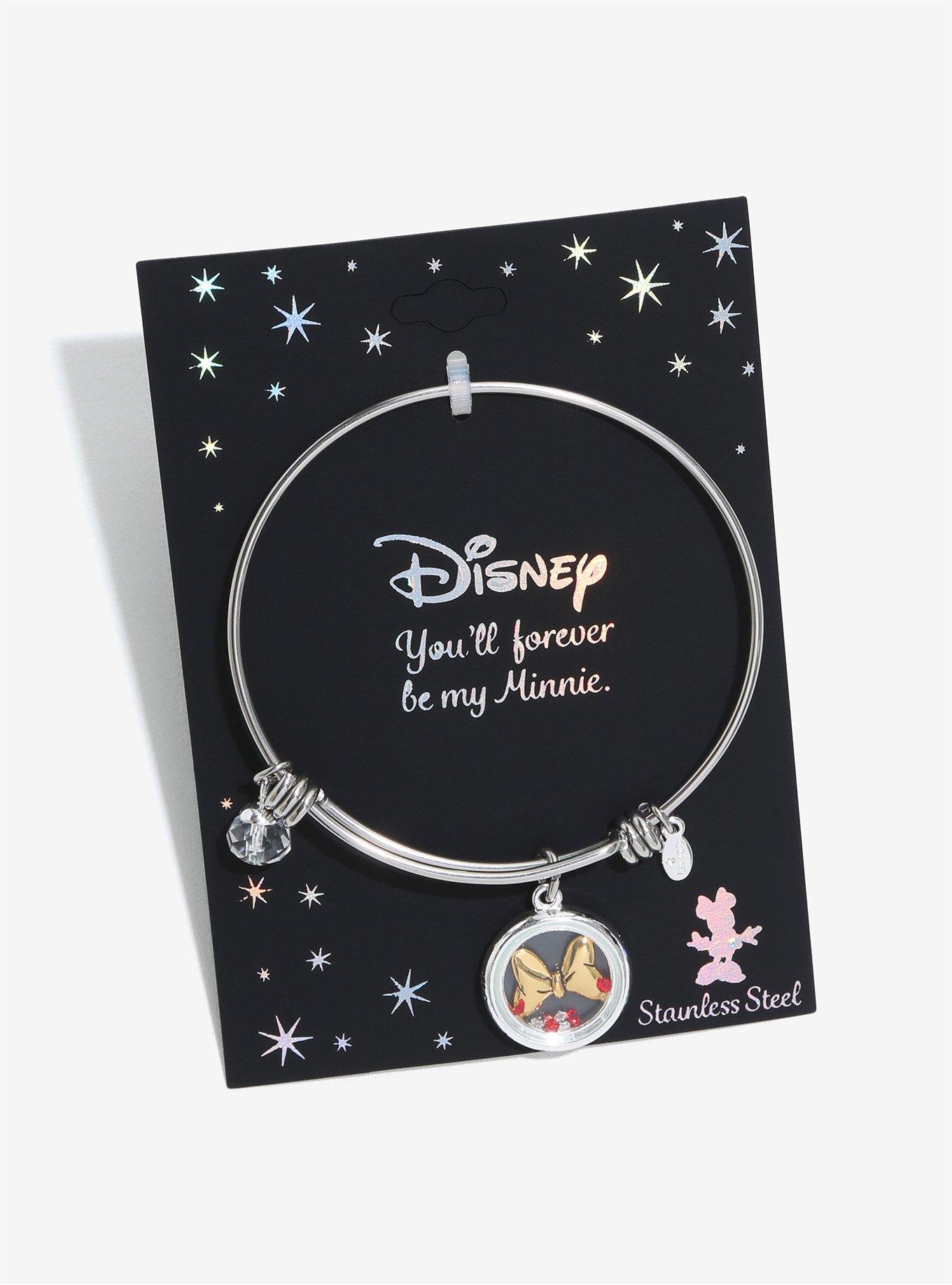 Disney Minnie Mouse Forever Silver Bangle Bracelet, , alternate