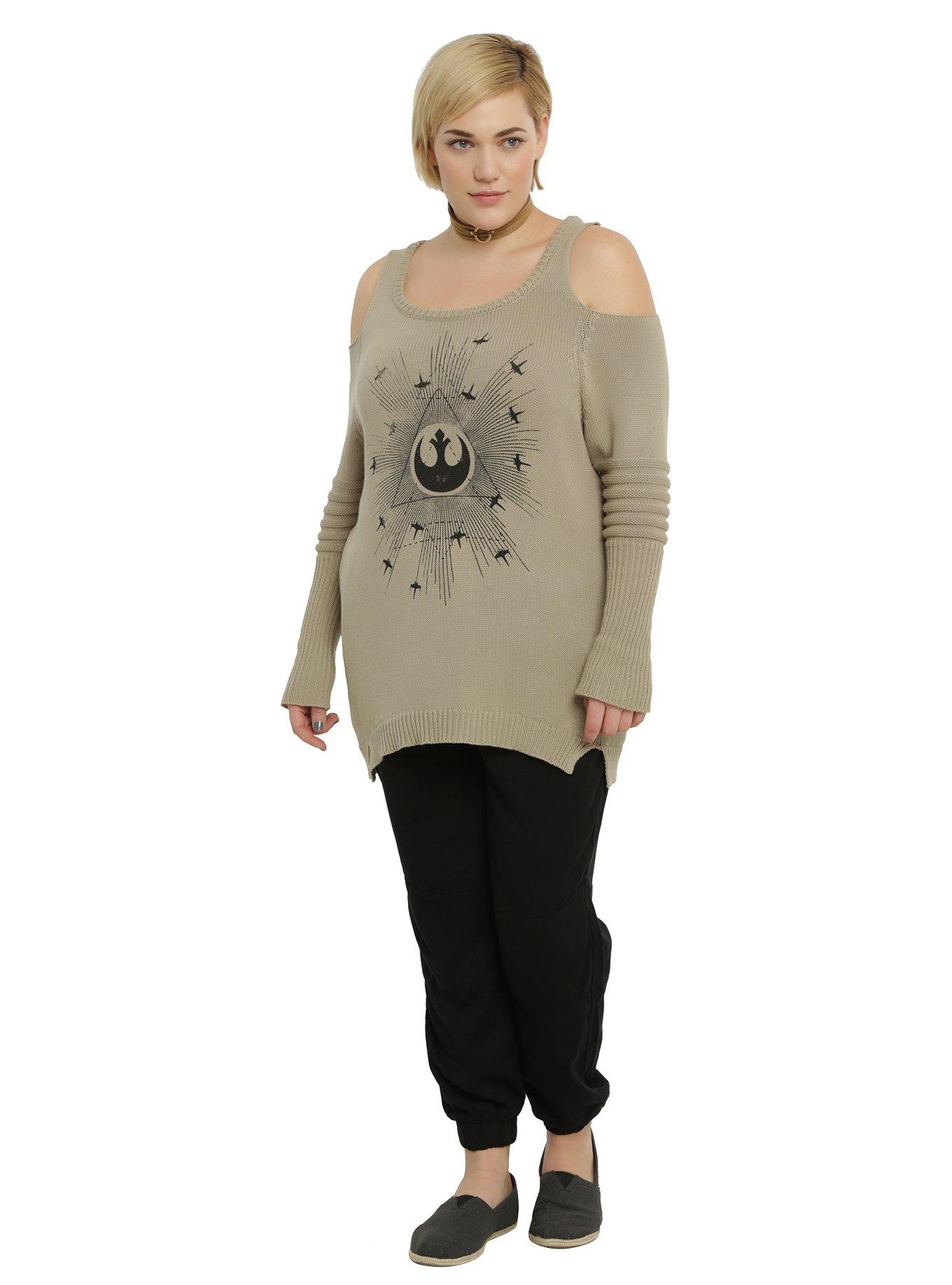 Star Wars Rogue One Rebel Girls Cold Shoulder Sweater Plus Size, , alternate