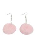 Pastel Pink Puff Ball Earrings, , alternate