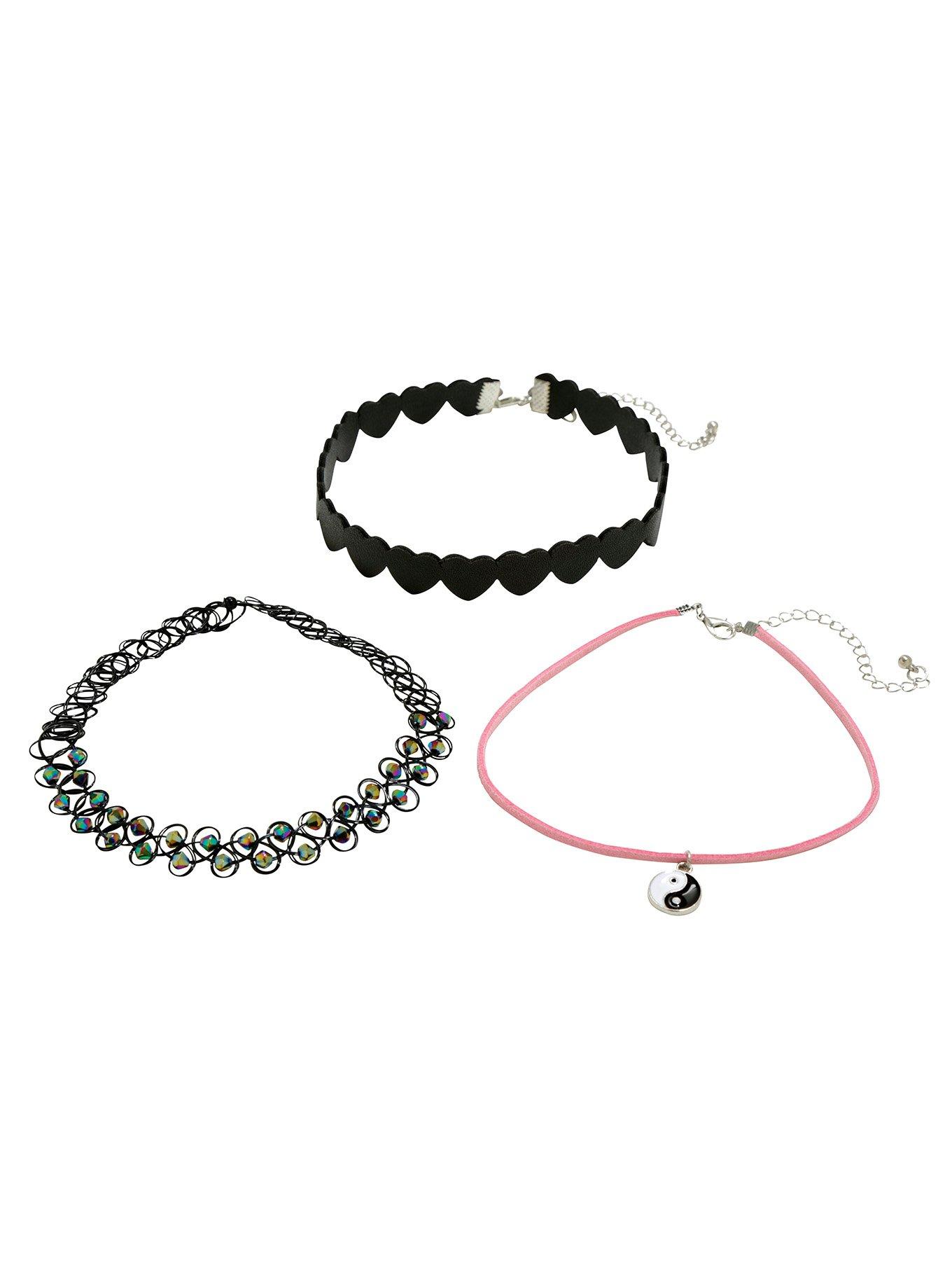Blackheart Yin-Yang Heart Tattoo Choker Set, , alternate