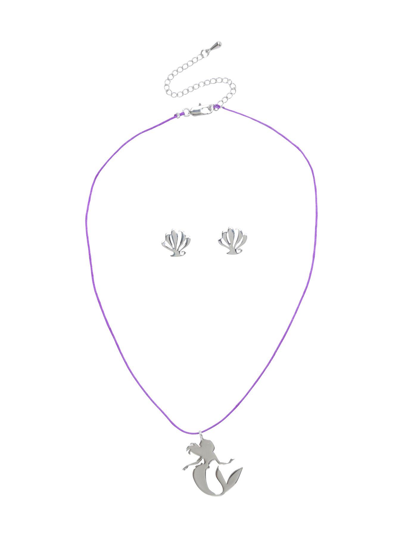 Disney The Little Mermaid Ariel Cord Necklace & Earring Set, , alternate